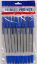 Kugelschreiber blau, mit Kappe 10er Packung - 16cm lang