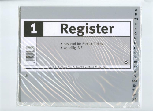 Kunststoff-Register 20 tlg. A-Z grau