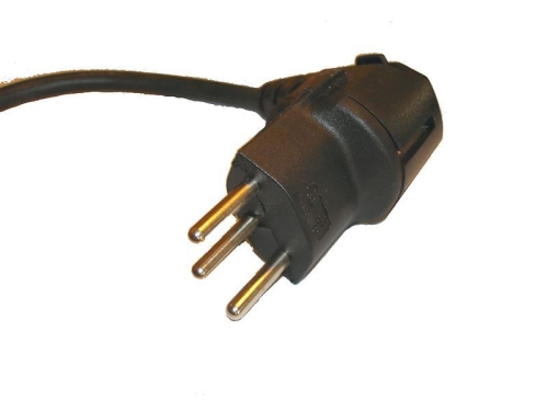 FIX ADAPTER - T12  schwarz - 3-poliger bergangsstecker mit Erdstift - von Deutsch SCHUKO CEE7/7 - zu Schweiz Standard Typ 12