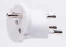 FIX ADAPTER - T12 weiss - 3-poliger Übergangsstecker mit Erdstift - von Deutschen SCHUKO CEE7/7 - zum Schweizer- Standard Typ 12