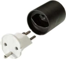 FIX ADAPTER - T12 weiss - 3-poliger Übergangsstecker mit Erdstift - von Deutschen SCHUKO CEE7/7 - zum Schweizer- Standard Typ 12