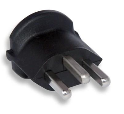 FIX ADAPTER - T23 schwarz - 3-poliger Übergangsstecker mit Erdstift - von Deutsch SCHUKO CEE7/7 - zu Schweiz Standard Typ 23 (16A/250V) auf CEE7