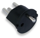 FIX ADAPTER - T23 schwarz - 3-poliger Übergangsstecker mit Erdstift - von Deutsch SCHUKO CEE7/7 - zu Schweiz Standard Typ 23 (16A/250V) auf CEE7